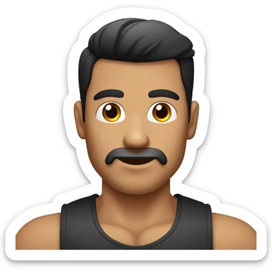 hombre blanco con cabello negro, masa muscular tomando jugo de un vas sticker