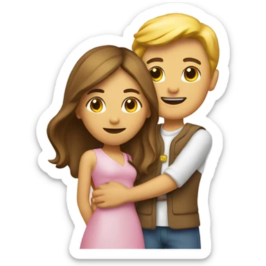 the sign “open” close to a romantic couple sticker