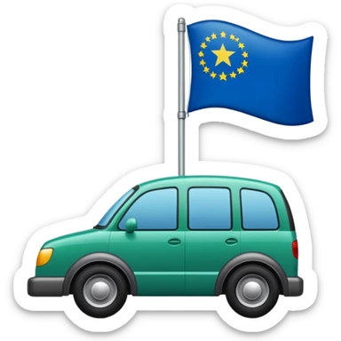 bandera mitad superior, azul y mitad inferior verde con una rueda de carruaje roja en el centro sticker