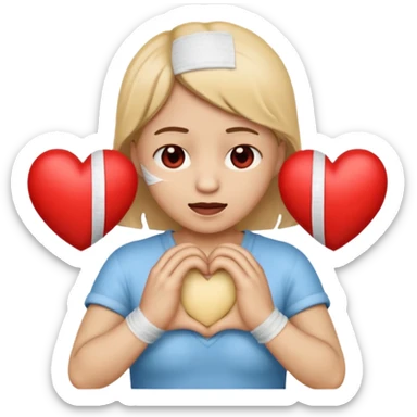 crea un emoji con esos 3 en conjunto ❤️‍🩹😩🫶🏼 sticker