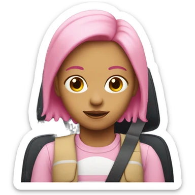 Girl with pink hair driving sticker