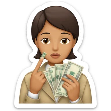 un banco de dinero y una persona haciendo gesto de silencio sticker