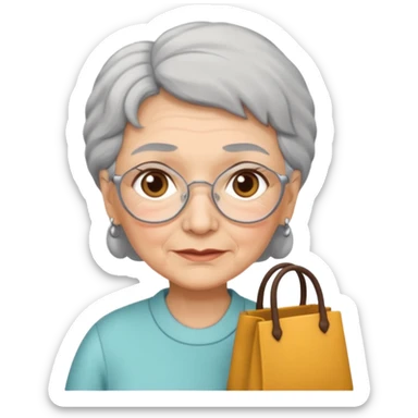 grey hair short bags grandma sticker