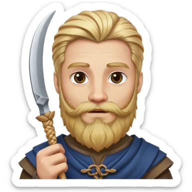 Medieval male wheat blonde forked beard with twisted ends sticker