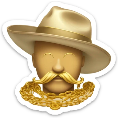 Honbre con bigote y sombrero con una cadena de oro sticker