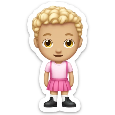 white boy wearing a pink skirt and thigh highs, Cute sticker