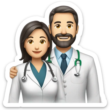 husband middle age trimmed beard business suit and open bible, with wife asian age 55 dark hair nurse uniform nurse caphusband executive caucasi sticker