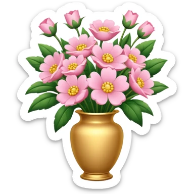 Pastel Pink Flowers Bouquet Golden Huge In a Vase sticker