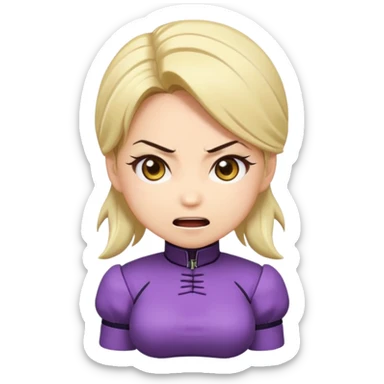 Chibi anime emoji of Nina Williams (Tekken), super-deformed proportions, big expressive eyes, minimal details, bold outlines, flat colors, cute facial expressions (smile, surprised, angry), sticker emoji style, clean background, wholesome and safe sticker