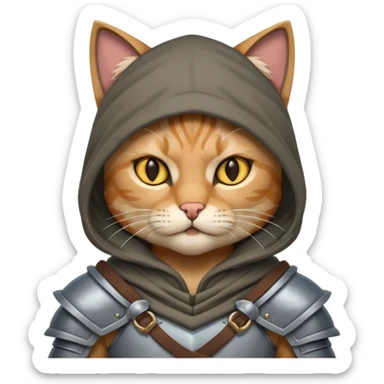 cat warrior with hood sticker