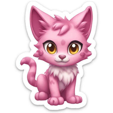 Anthropomorphic Anthro Pastel Pink Sona Lynx-Fakémon Furry Full Body sticker