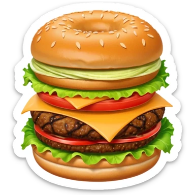 Burger with onion rings sticker