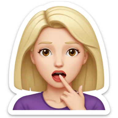 Femme, bouche ouverte, tête légèrement penchée en arrière. Main contre le front de façon dramatique  sticker