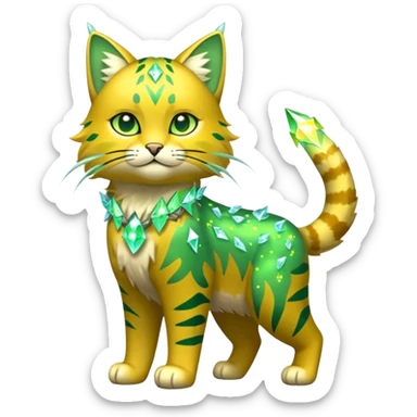 Green and Yellow Electrike-Sprigatito-Bobcat-Amaura-Aurorus-Shiny-glorp-cat-fusion (full body) sticker