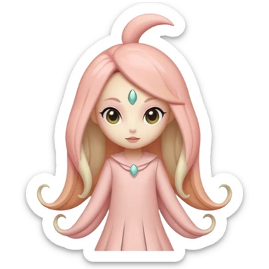Pastel Pink-Peach Soft-Cream Rosy-Glossed Cute Round Meloetta-Trico-hybrid-creature (full body) sticker