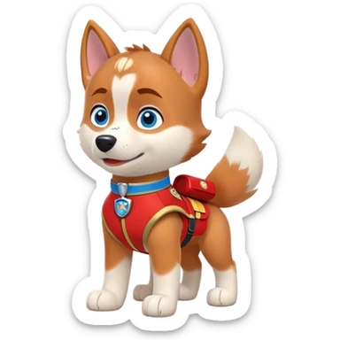 cute, disney red siberian husky with blue eyes; paw patrol style sticker