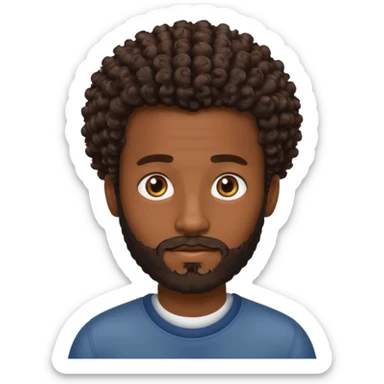 Dark brown skin man with a light beard and a curly   fade haircut with dark brown eyes sticker