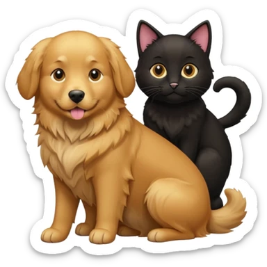 golden retriever and black cat sticker