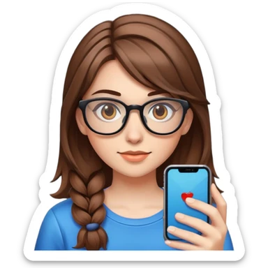 Brown haired gamer girl with classes  sticker