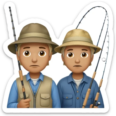 Father and son fishing, sitting bored sticker