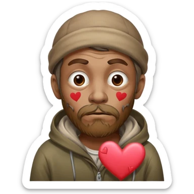 Homeless man with Valentine’s Day decor smelly and ugly  sticker