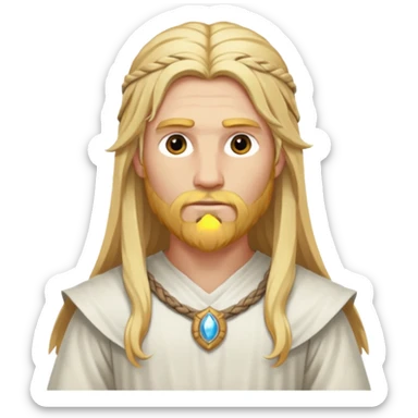 Baldr, The White God from Norse Mythology with long  golden blonde hair, white outfit sticker