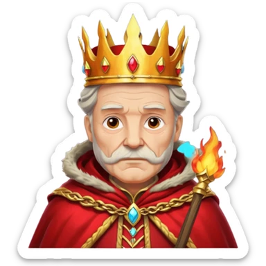 Fire old King – flame crown + scarlet cloak sticker