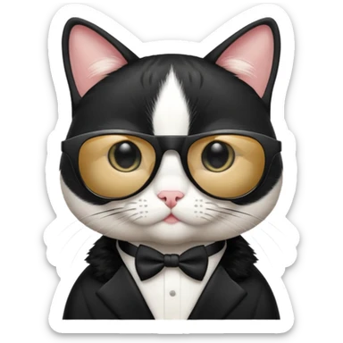 Tuxedo cat wearing sunglasses sticker