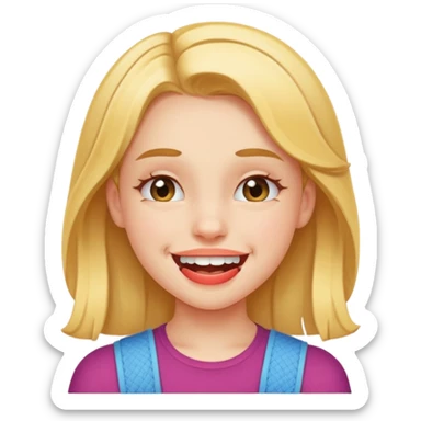 girl with braces, winking sticker