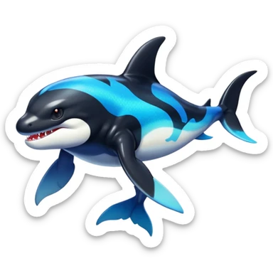 white blacks colorful gradient orca-colored orca-patterned shiny glossy Fakémon-Digimon-reptile-charizard-feraligatr-lizard-creature-hybrid (full body) sticker