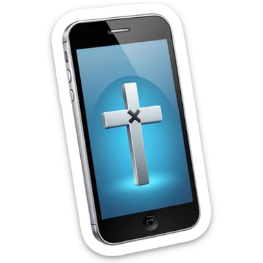 Un movil pero con una cruz por encima sticker