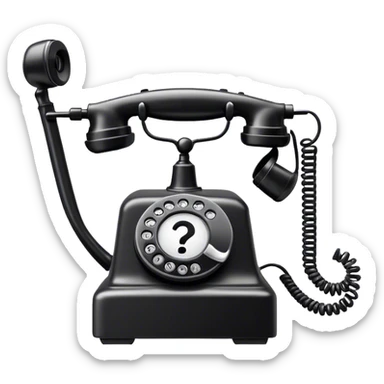 An old phone with a question mark next to it sticker