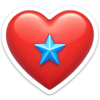 A red heart with a blue star inside sticker
