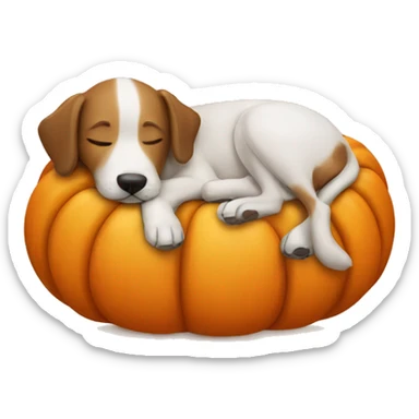 Dog sleeping on pumpkin  sticker