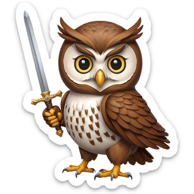 An owl fighting with a sword. sticker