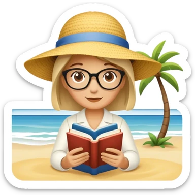 librarian reading by the beach sticker