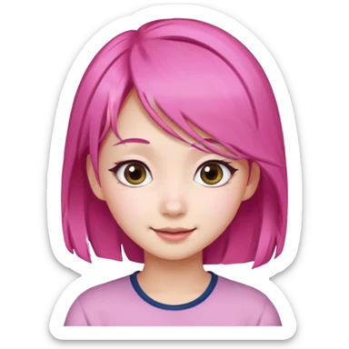 emoji An Asian girl with  pink hair, big eyes,sweet
 sticker