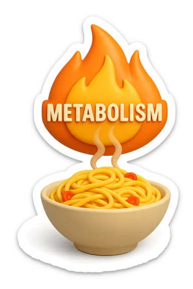 fiamma di metabolismo con bowl di pasta 3d sticker