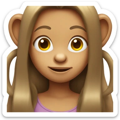 Girl Monkey with long brown hair sticker