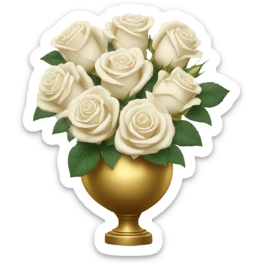white roses in a golden vase sticker