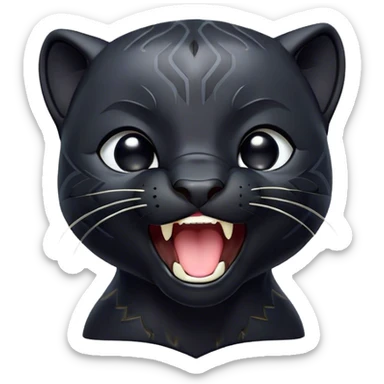 Cinematic Cute Yawning black Panther Portrait Emoji, Head tilted slightly with a dramatic, wide-open yawn, showcasing a sleek, shadowy form with drowsy, half-closed eyes and a relaxed, open expression, Simplified yet irresistibly adorable features, highly detailed, glowing with a soft, cozy dark glow, high shine, relaxed yet expressive, stylized with a dash of whimsical elegance, soft glowing outline, capturing the essence of a drowsy yet affectionate jungle guardian that appears ready to stretch out for a nap! sticker