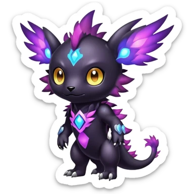 Cute cool colorful dark nebula fantasy-Digimon-animal-hybrid full body sticker