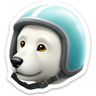 Oso polar usando un atuendo de la fórmula uno y sosteniendo un casco de piloto de carreras  sticker
