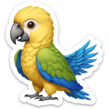 Pappagallo giallo e blu con il giallo sul petto le ali e la coda blu e la fronte poco poco verde sticker