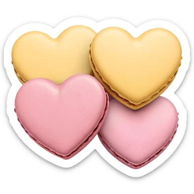 Macaroons in the shape of hearts in soft pink, beige and yellow pastel colors sticker