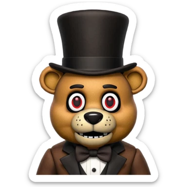 Freddy Fazbear with black and tiny hat from Five Nights At Freddy's Movie sticker