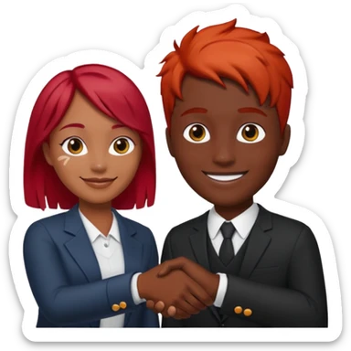 two black and redhead emoji’s handshaking  sticker