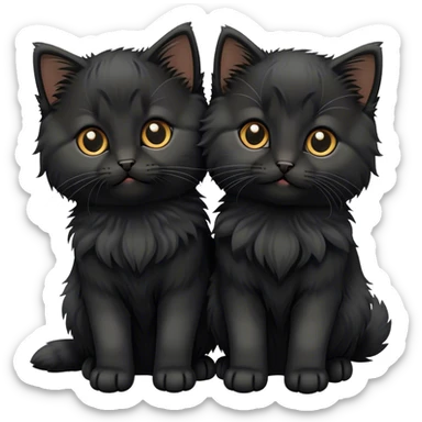 Two cute fluffy solid  black Siberian kittens sticker