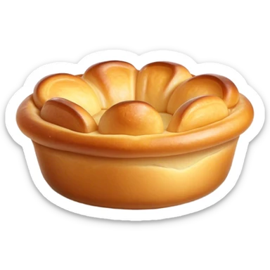 Cinematic Realistic Yorkshire Pudding Dish Emoji, showcasing a light, airy, golden puff with a crispy exterior rendered with lifelike detail and soft natural lighting that accentuates its classic appeal. sticker