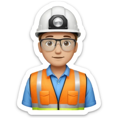 engenheiro com capacete branco na obra sticker